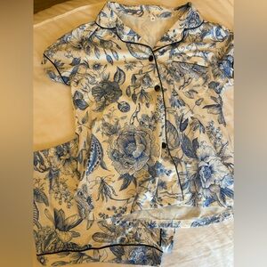 Floral Blue and White Pajamas